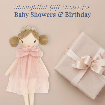 MON AMI Tinsley The Princess Pocket Doll 10"/25 cm | Soft Plushie Toy in Sparkling Dress & Crown | Portable Cuddly Princess Doll for Gifting, Playtime & All Ages