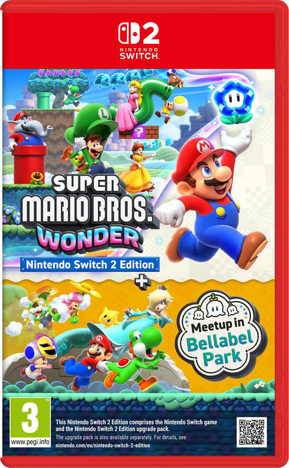 Nintendo Super Mario Bros. Wonder Nintendo Switch 2 Edition game cartridge with colorful Mario and Wonder-themed artwork.