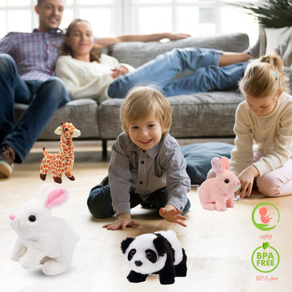 Hopearl Walking Giraffe Interactive Electronic Pet Plush Jirafa Toy with Sounds and Movements Animated Shaking Tail Gifts for Toddlers Birthday, Brown, 23cm