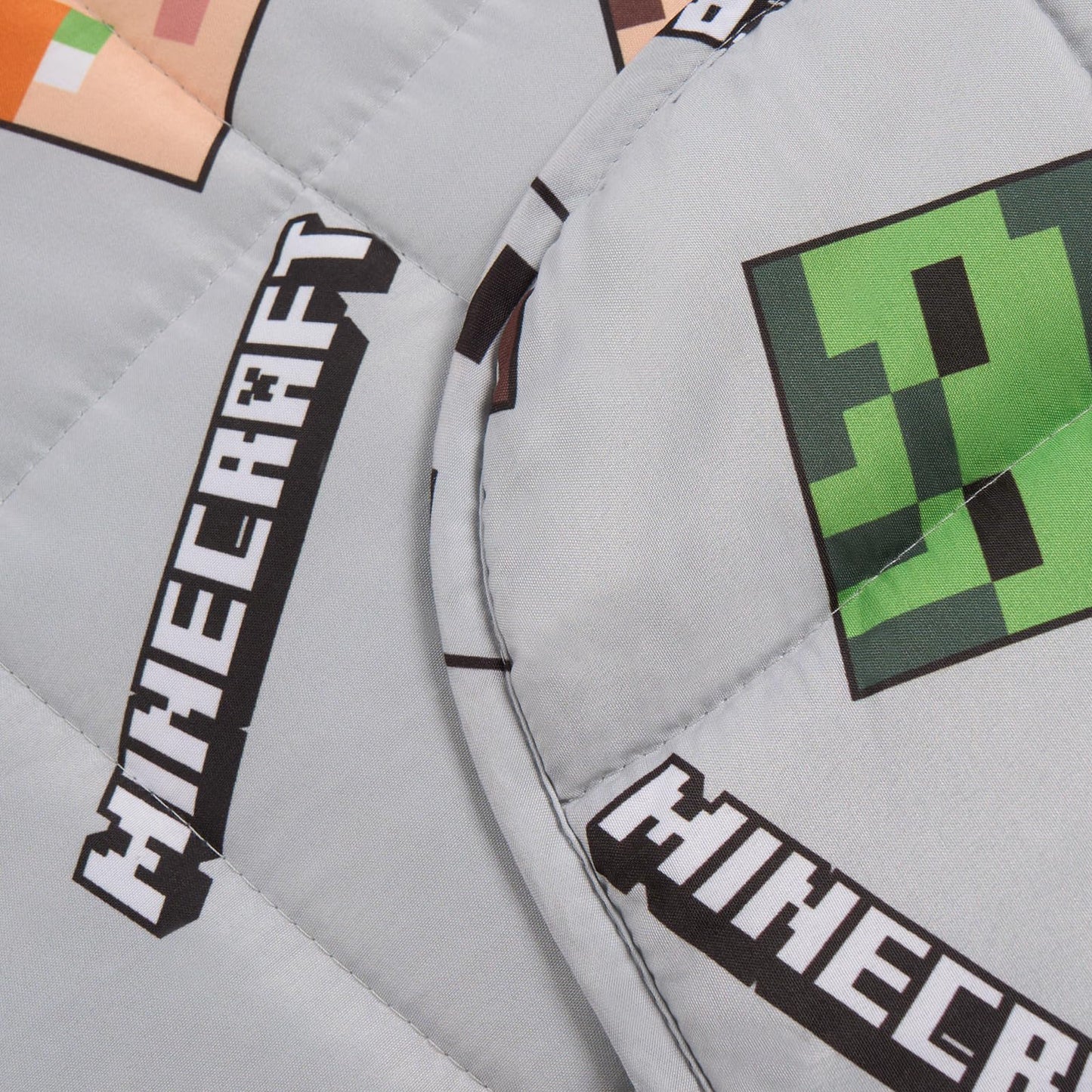 OHS Minecraft Blanket Weighted for Adults 3kg, Microfibre Reversible Calming Blanket Sleep Therapy Anxiety Relief Minecraft Gifts Heavy Blankets, Grey - 150 x 100cm