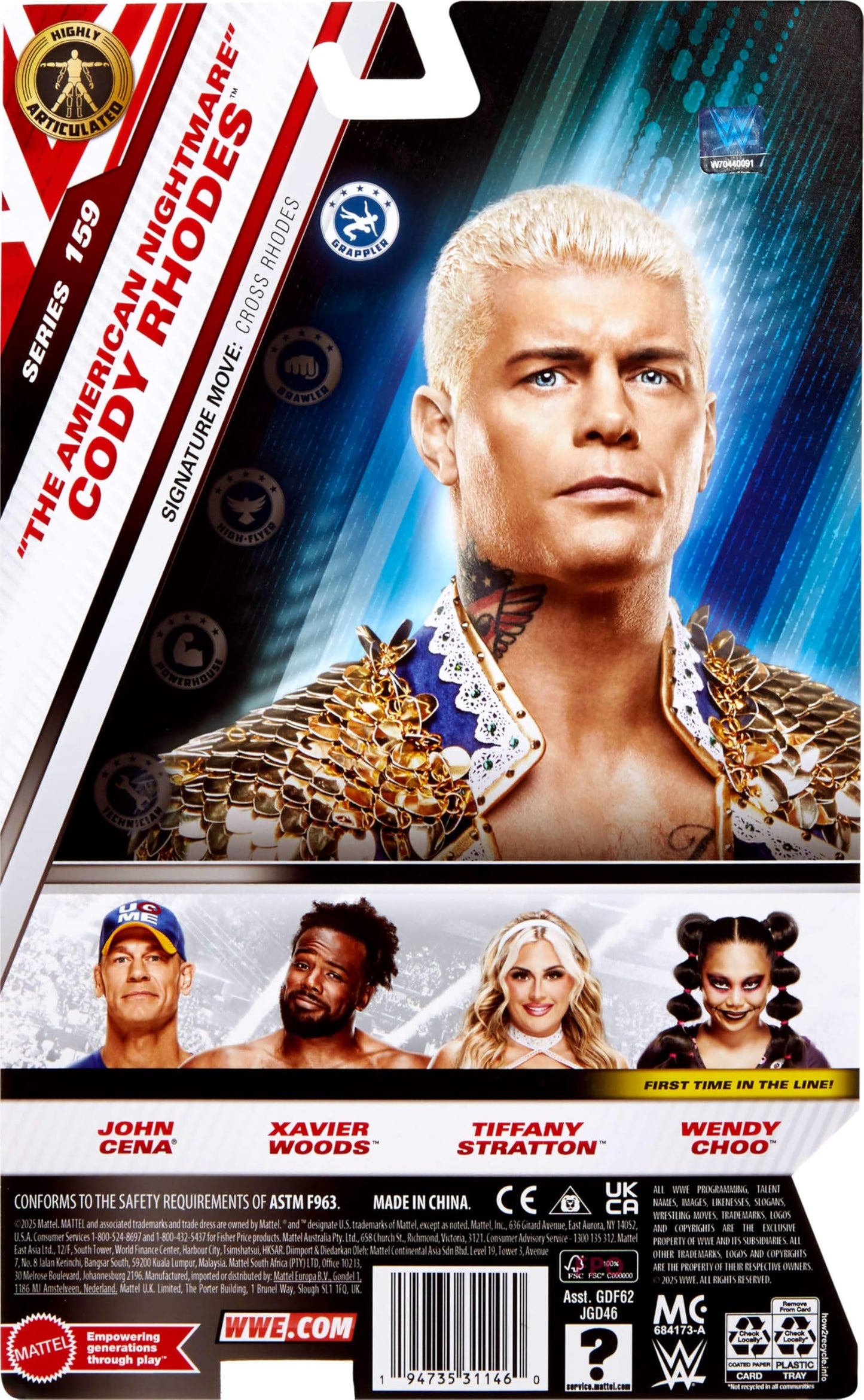 Mattel WWE Cody Rhodes Action Figure, Main Event Series #159, 6-inch Collectible Superstar with 14 Articulation Points & Life-Like Look, JGD46