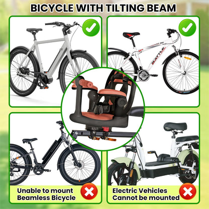 Auvstar kids bike seat for mountain bikes, front-mounted, detachable, 360° rotation, safe and comfortable for children aged 1-3.