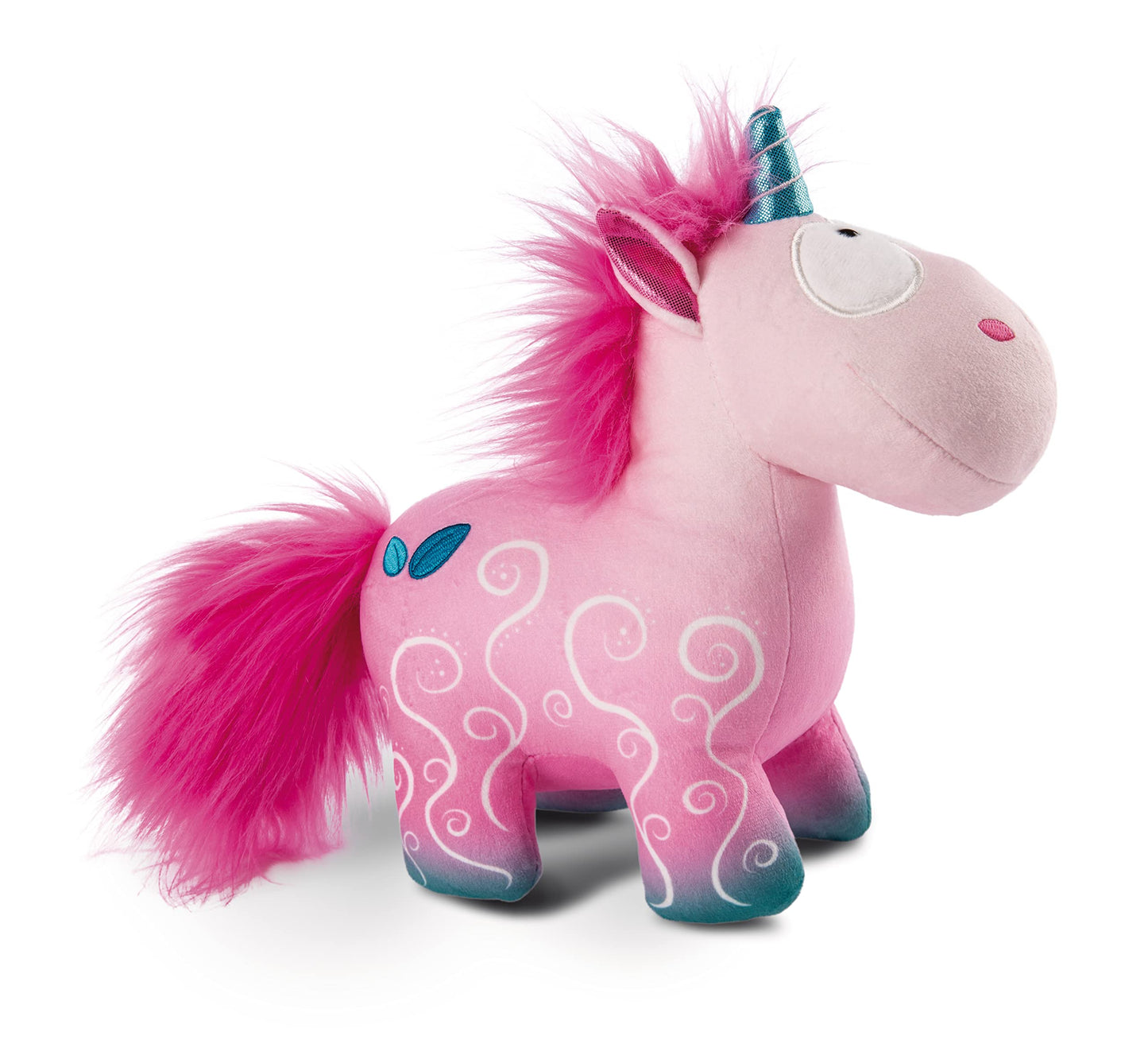 NICI 49106 Cuddly Unicorn Midnight Floral 22cm Pink Standing-Sustainable Made Plush, Cute Soft Toy to Cuddle and Play with, for Children & Adults, Gift idea