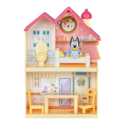 Bluey Mini Home Playset Compact House Playset With Carry Handle Three Different Rooms Kitchen, Bedroom and Bathroom Includes Figure With 5 Play Pieces
