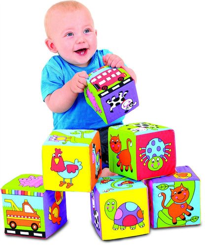 Galt Soft Blocks - Fun Design Baby Sensory Toys - Foam Filled, Machine Washable Soft Play Building Blocks - For Early Years Development, Motor Skills and Hand Eye Coordination - Ages 6 Months Plus