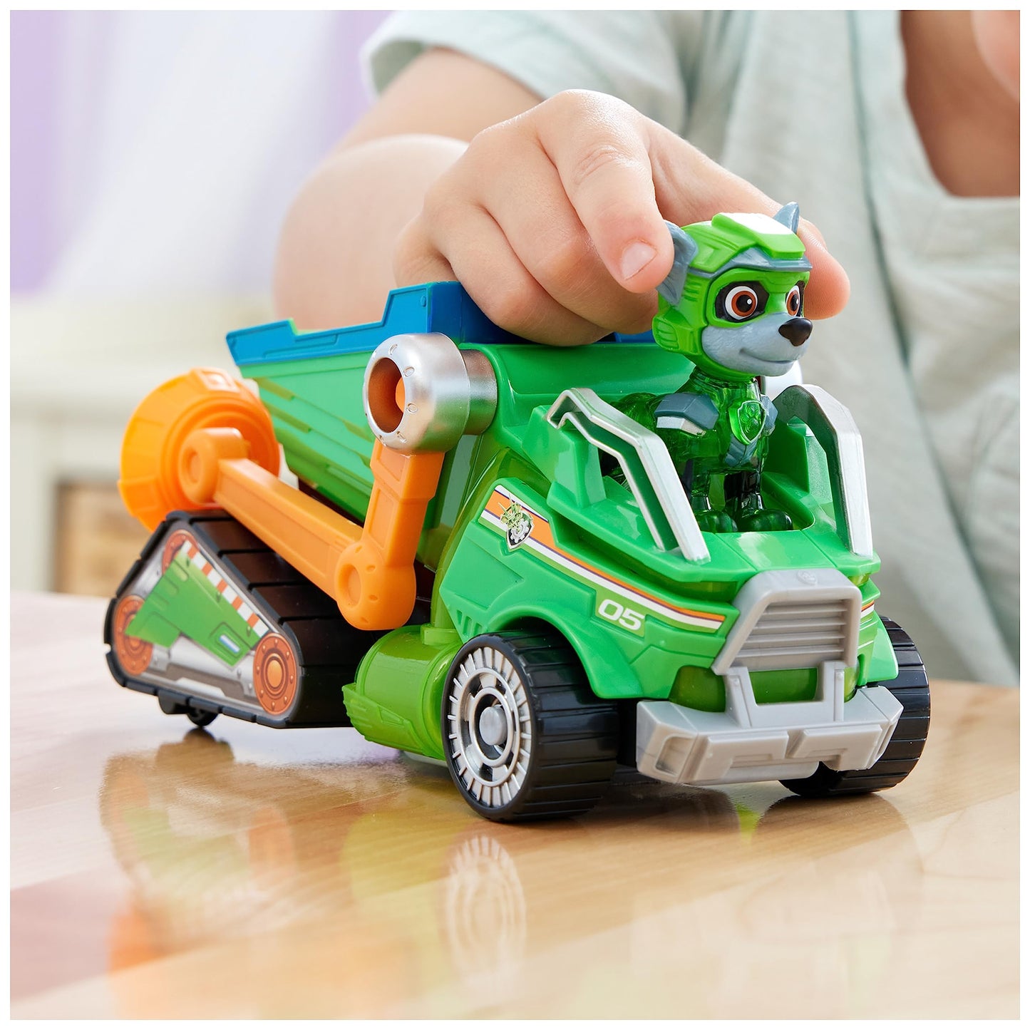 Paw Patrol: The Mighty Movie Toy Recycling Lorry with Rocky Mighty Pups Action Figure, Lights and Sounds, Kids’ Toys for Boys and Girls 3+