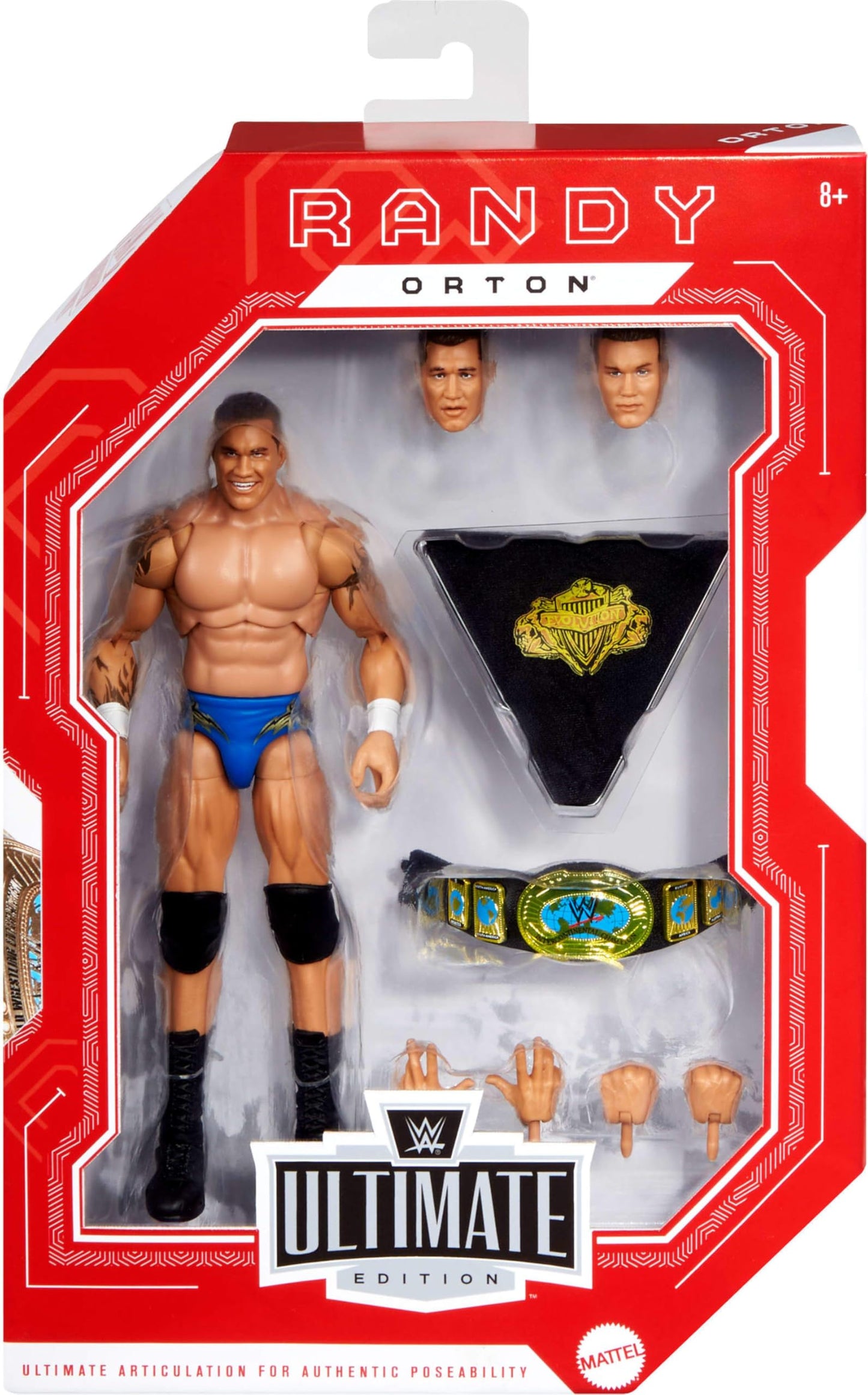 Mattel WWE Ultimate Edition Randy Orton 6-inch Action Figure & Accessories Fan Takeover Set, 10+ Pieces Include Swappable Heads & Hands, JCX43