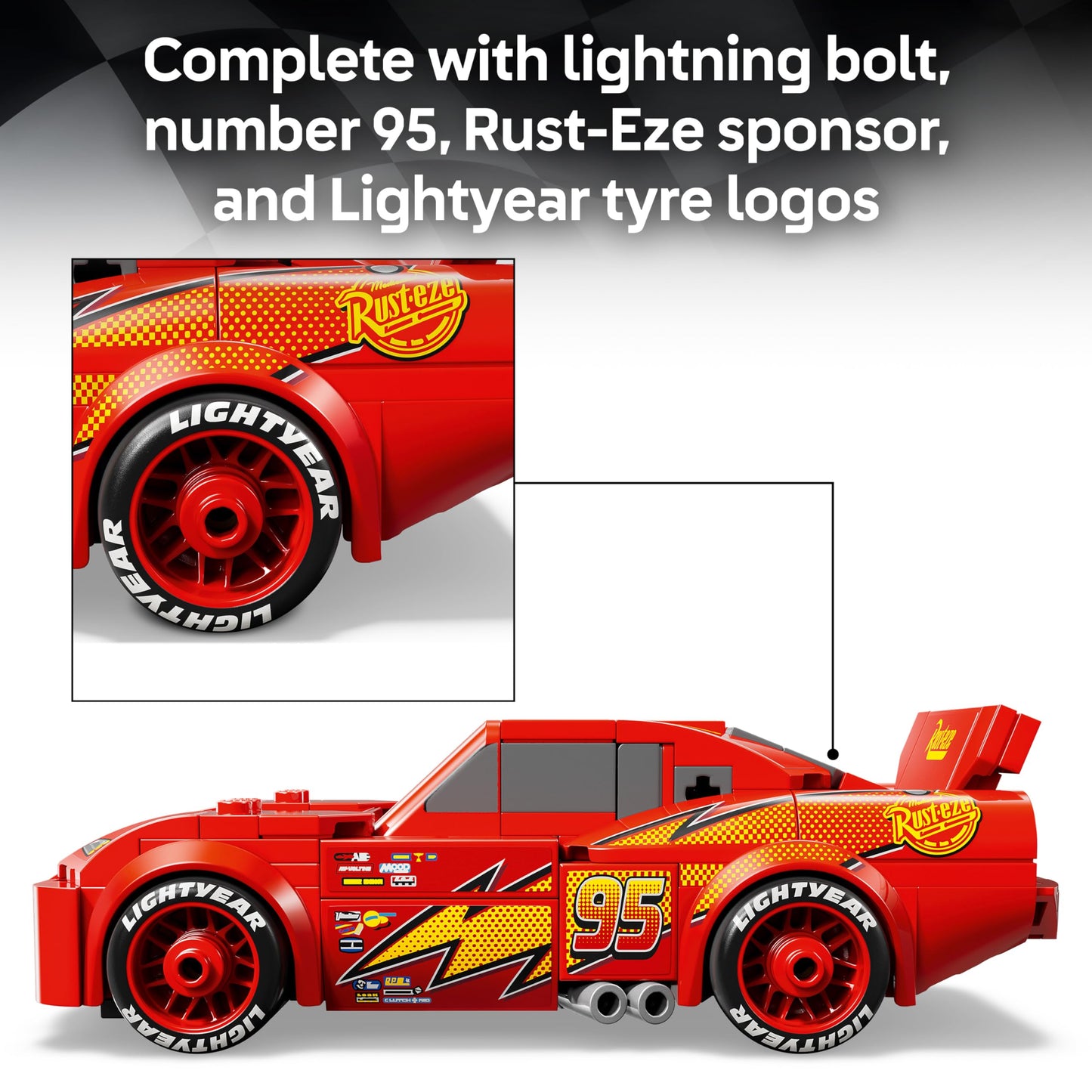 LEGO Speed Champions Lightning McQueen Race Car Toy - Collectible Model Kit w/a Detailed Undercarriage - Disney Gift for 9+ Year Old Boys, Girls & Pixar Cars Movie Fans - 77255