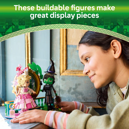 LEGO Wicked Elphaba & Glinda Figures - Play and Display Toy with Accessories incl. a Broom, Crown & Purse plus a Window Scene - Gift for 10+ Year Old Girls & Movie Fans - 75682