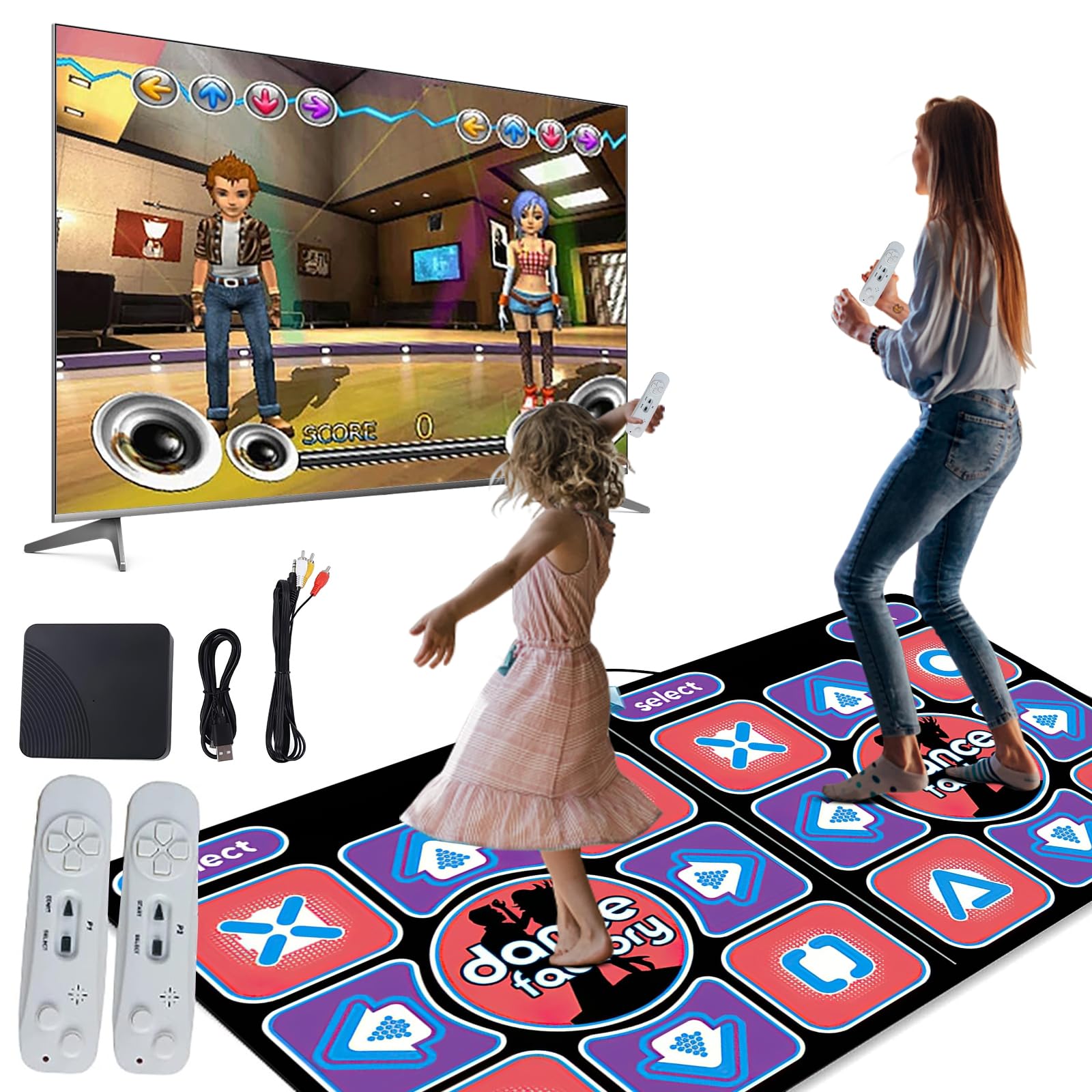Eznaobo musical dance mat for TV and computer, double user interactive dance floor with wireless controller and sensory game features.