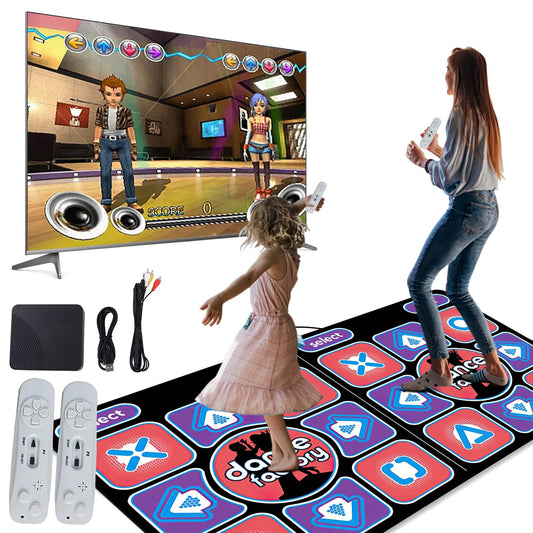 Eznaobo musical dance mat for TV and computer, double user interactive dance floor with wireless controller and sensory game features.