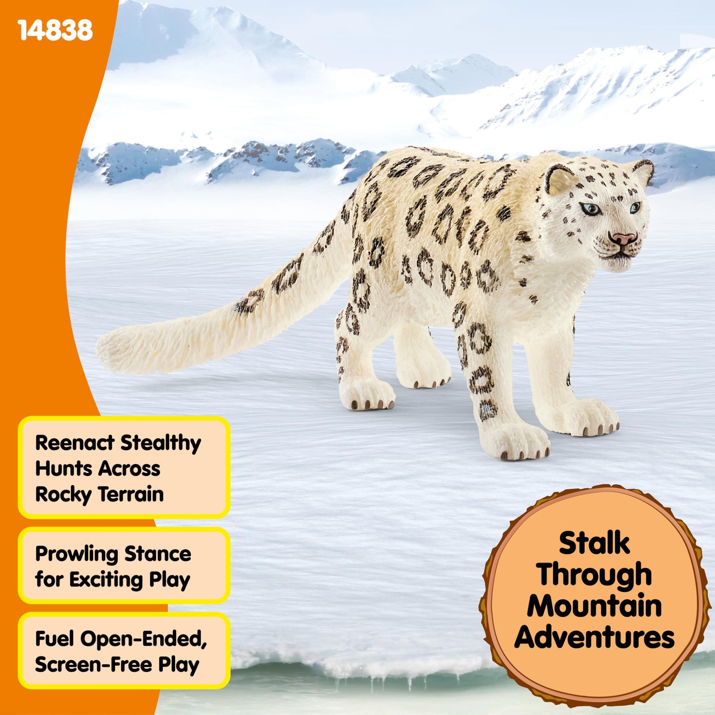SCHLEICH 14838 Snow Leopard Wild Life Toy Figurine for children aged 3-8 Years
