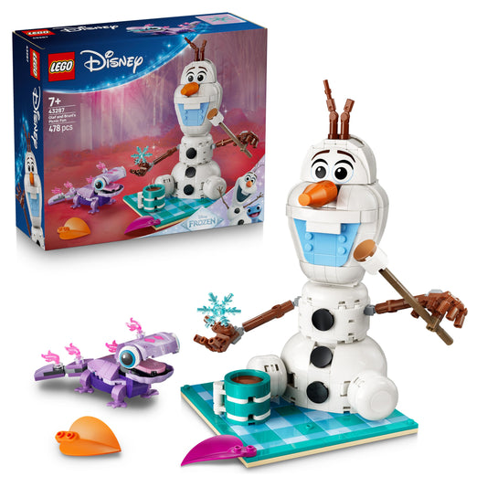 LEGO | Disney Frozen Olaf and Bruni's Picnic Fun Toy - Snowman Figure w/a Picnic Blanket & Accessories - DIY Bedroom Decor - Gift for 7+ Year Old Girls & Fans - 43287