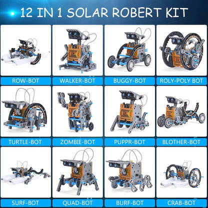 OMWay STEM 12-in-1 Solar Robot Toys, Science Kits for Kids Age 8-12,DIY Building Experiment Engineering Robotics Kit, Birthday Gifts for 9 10 11 13 14 Year Old Boys Teens, Grey