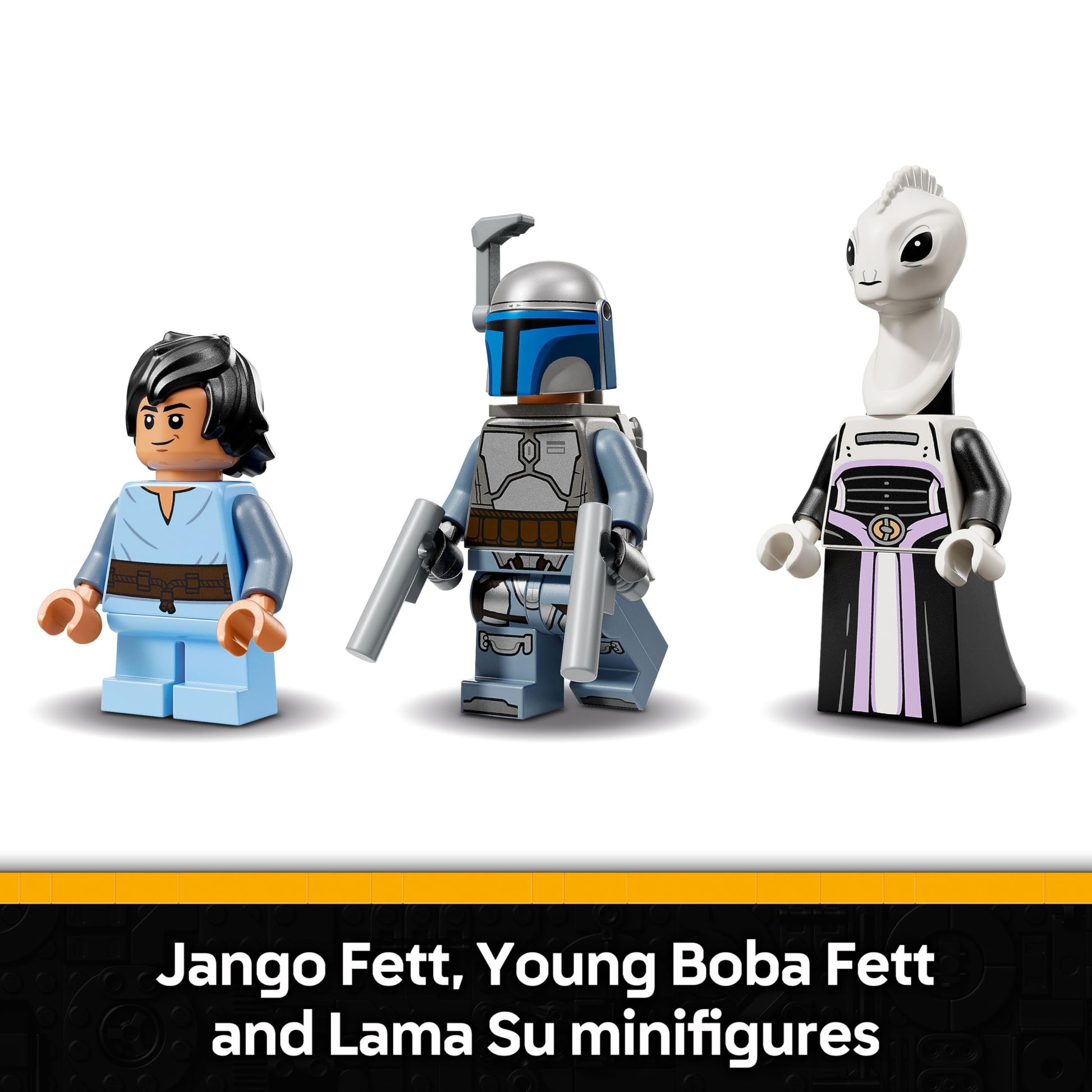 LEGO Star Wars 75433 Jango Fett's Starship with rotating wings and Boba Fett minifigure, ideal for display and play.