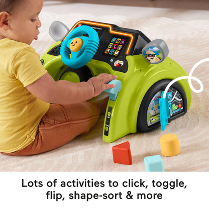 Fisher-Price Laugh & Learn Sit & Steer Driver Car activity center with colorful buttons and interactive features for babies 6+ months