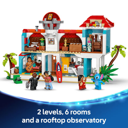 LEGO | Disney Lilo and Stitch Beach House Building Toy with 6 Rooms, Rooftop Observatory, a Spaceship and 5 Minifigures - Birthday Gift for 9+ Year Old Girls, Boys & Fans - 43268