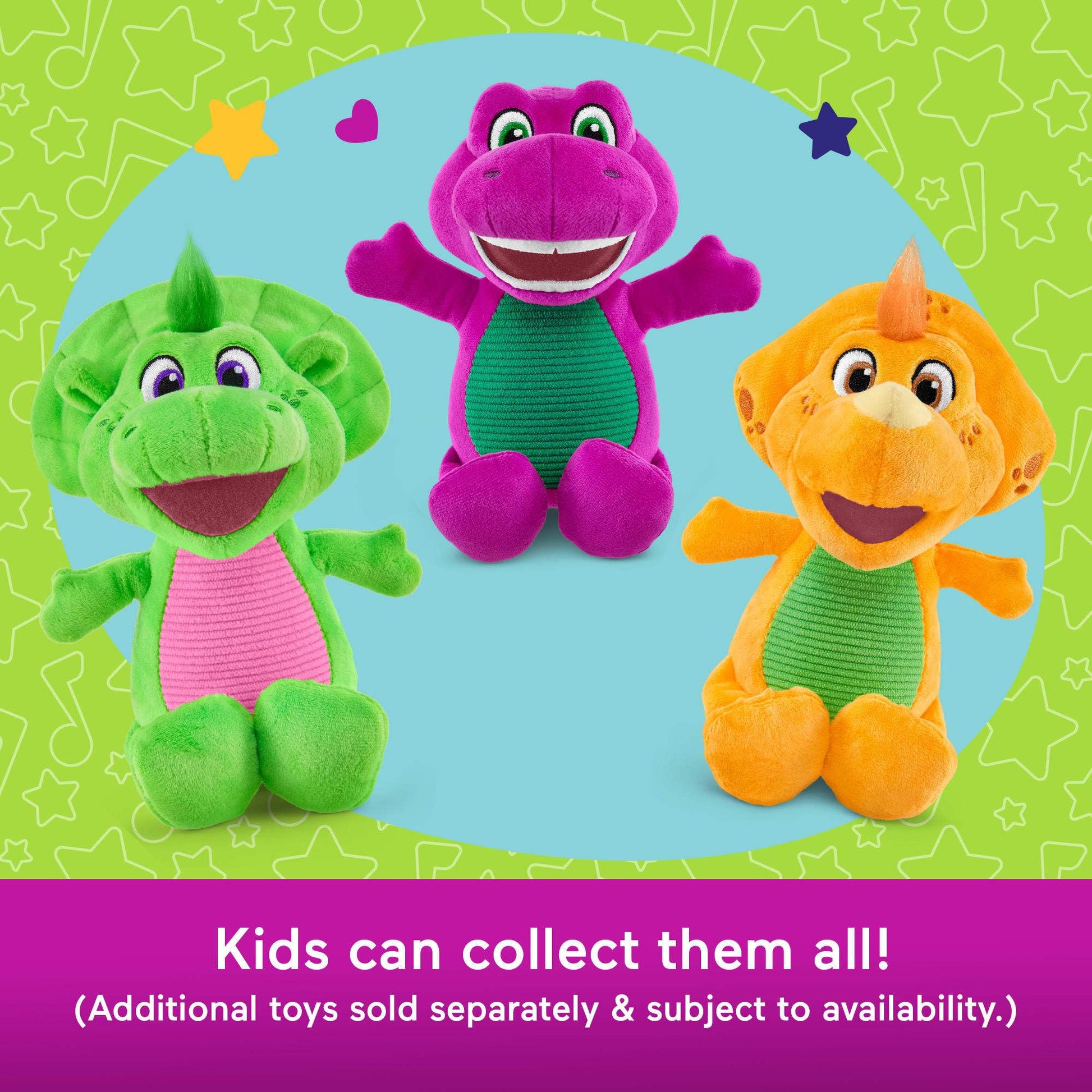Fisher-Price Barney plush toy from the World Toddler Toys collection, soft character for preschool kids ages 2+ years.