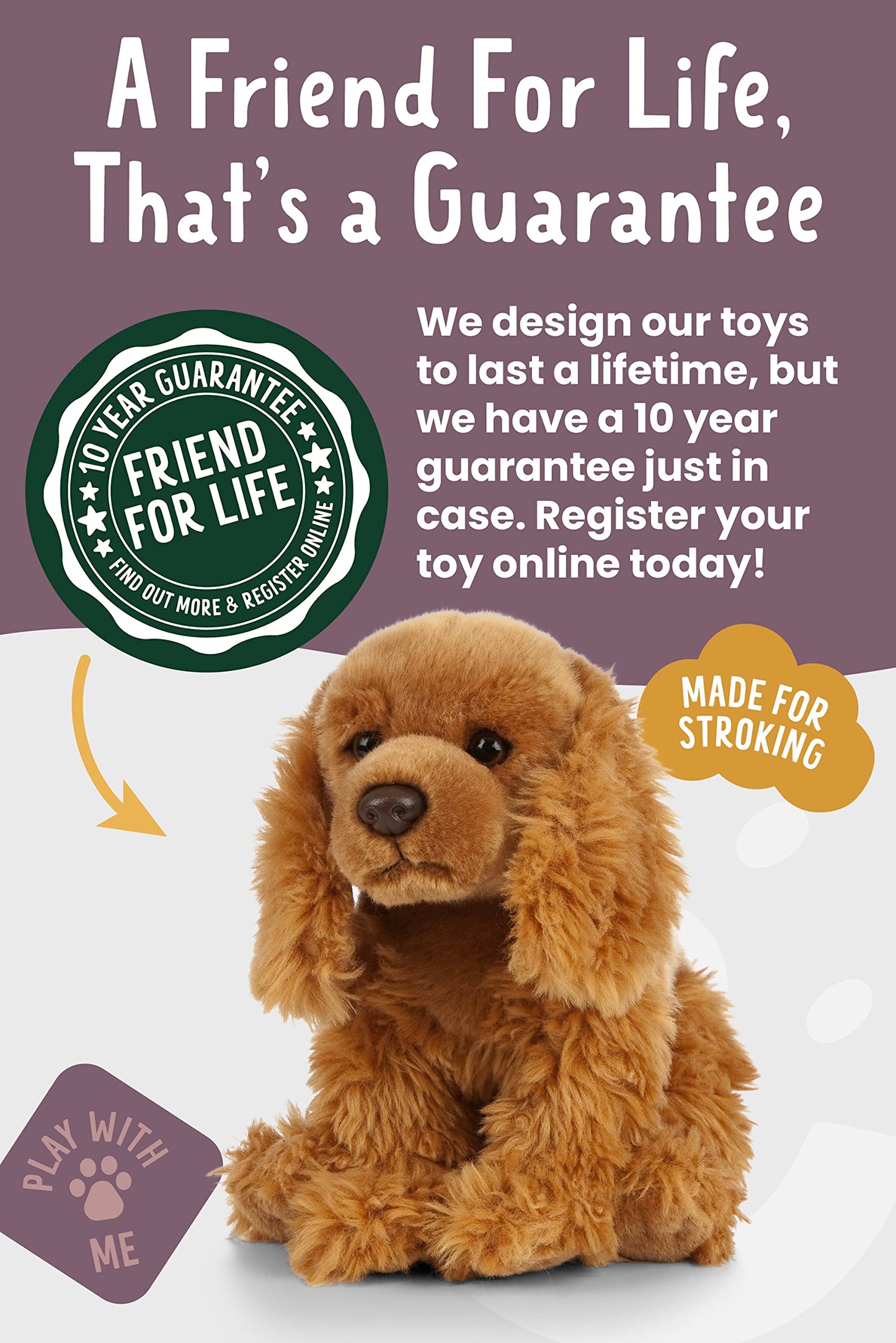 Living Nature Cocker Spaniel, Realistic Soft Cuddly Dog Toy, 22cm