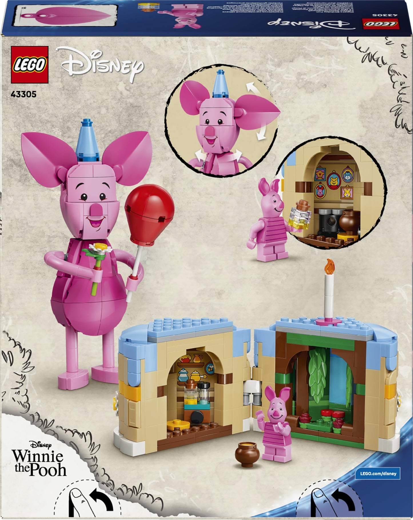 LEGO | Disney Piglet's Birthday Fun - Building Toy w/Cute Animal Figure, Birthday Cake & Collectible Minifigure - Gift Idea for 9+ Year Old Girls & Fans - 43305