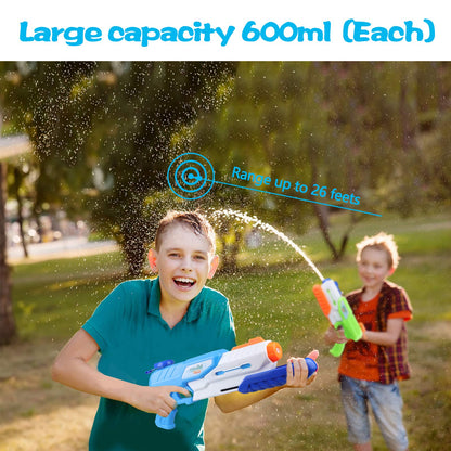 Yojoloin water pistol set with two 1200ml water guns for kids and adults, suitable for outdoor summer garden and pool games