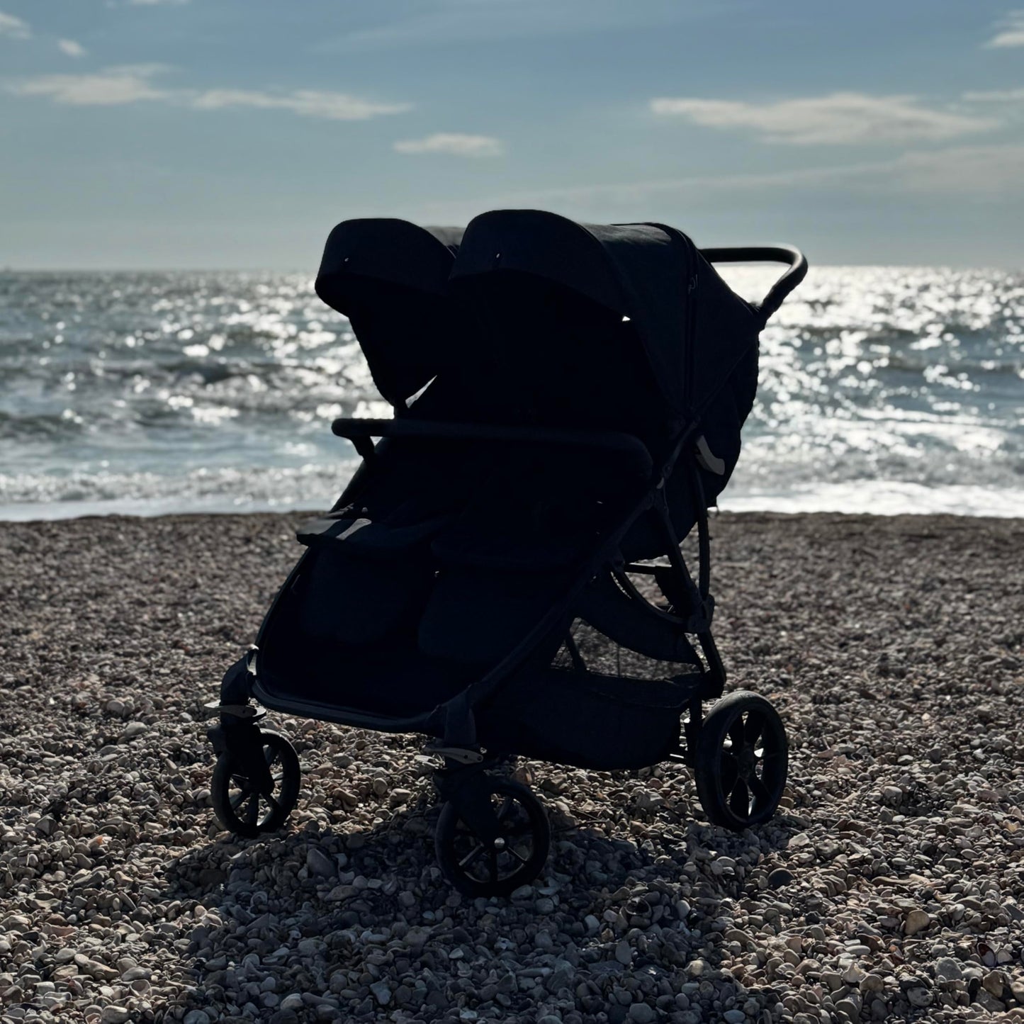 Roma Gemini 2 Double Stroller Base | Add Hood Pack for Compact Narrow 69 cm Wide Twin Pram | Suitable from Newborn to 22 kg Per Seat | Individual Seat Units Recline for Baby | Chassis and Wheels Only,