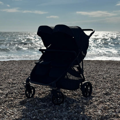 Roma Gemini 2 Double Stroller Base | Add Hood Pack for Compact Narrow 69 cm Wide Twin Pram | Suitable from Newborn to 22 kg Per Seat | Individual Seat Units Recline for Baby | Chassis and Wheels Only,