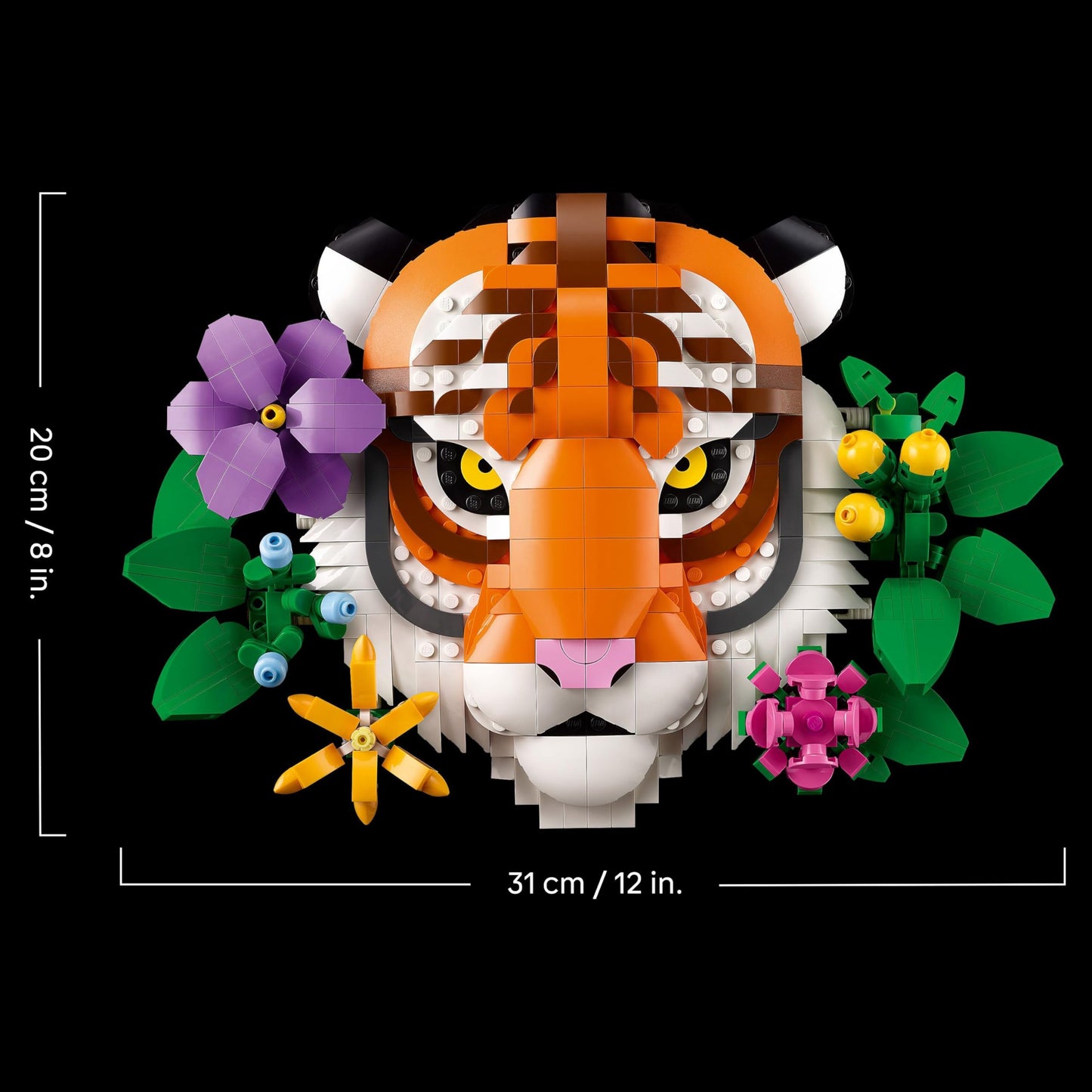 LEGO Art The Fauna Collection Tiger 3D animal painting with decorative flowers for DIY home or office decor.