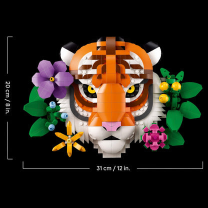 LEGO Art The Fauna Collection Tiger 3D animal painting with decorative flowers for DIY home or office decor.