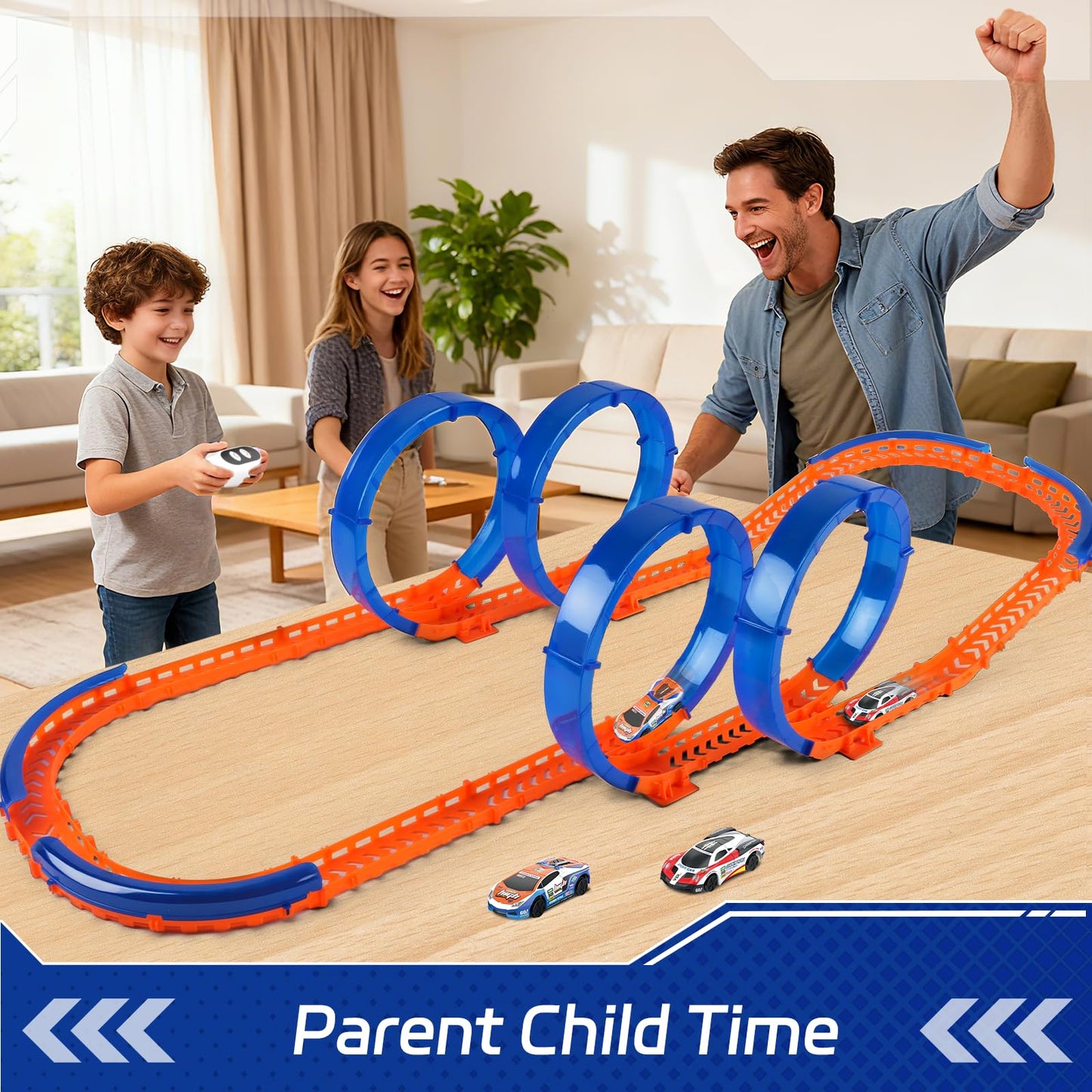 DIY Dual RC Slot Cars Track, VATOS Race Car Track Set for Kids 3-7, 360° Loop High Speed Competitive Tracks Toy with 2pcs Race cars, Christmas Birthday Gift for Boys Girls 3 4 5 6 7 8 9 Years Old