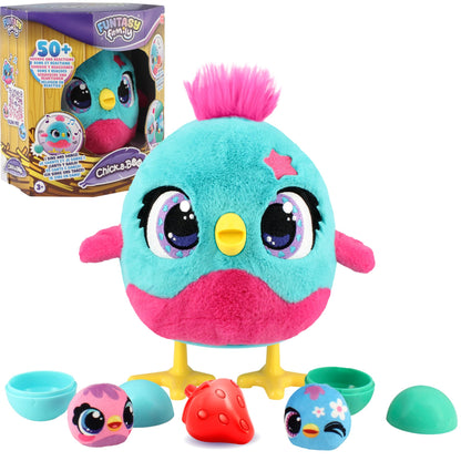 Funtasy Family Chick a Boo - Electronic Kids Chicken Toy - Cute Interactive Plush Pet & Adorable Hen - 50+ Sounds & Reactions - Feed Her, Watch Her Sing, Dance & Lay Eggs - Girls & Boys Gifts Age 3 +