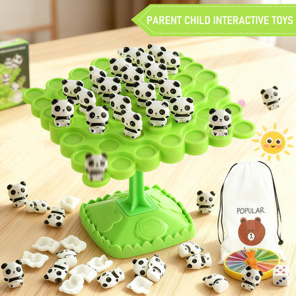 Tylices 48Pcs Panda Balance Game, Panda Balance Board Kids, Balance Maths Games for Family Gathering Party, Balance Tree Set Multiplayer Desktop Stacking Interactive Toys for 3-9 Years Old Boys Girls