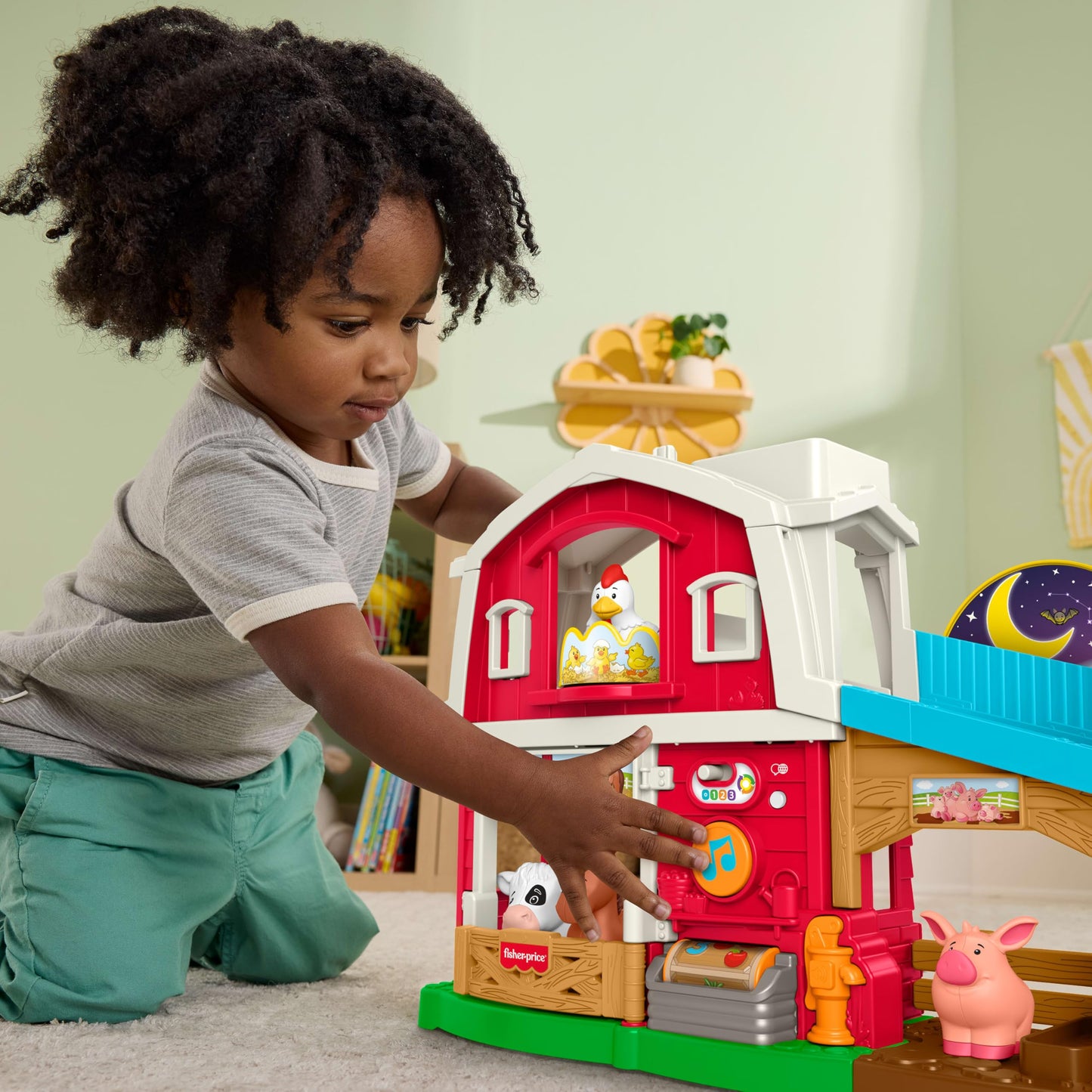 Fisher-Price Little People Caring for Animals Farm. Interactive playset with Smart Stages learning for toddlers and kids. Ages 1-5 years. English, French, German, Italian, Dutch edition. JGX08
