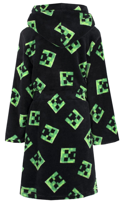 Minecraft - Dressing Gown Kids Fleece Hooded with Creeper Design Official Merchandise Boys Gowns for Boys' Sleepwear & Robes Age 7-8 Years, Black