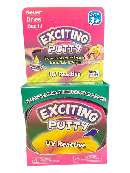 Set of 3 Bodygenix kids' glow-in-the-dark, heat-sensitive, UV reactive stretchy putty for stress relief, suitable for children and adults.