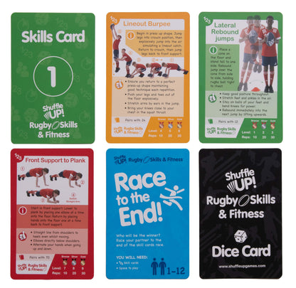 Shuffle Up Rugby Games - Family Games with 70+ Fun & Active Fitness Workout Cards, Stocking Fillers, Rugby Training Equipment Aid, Rugby Gifts for Boys & Girls