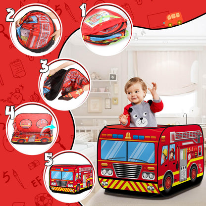 Britik Toys for 3-8 Year Old Kids: Truck Play Tent Pop Up Playhouse Toys for Kids Gifts for 3 4 5 6 7 8 Year Old Boys Girls Toy Presents Foldable Play Tent Set Outdoor Indoor Garden Childrens Toy