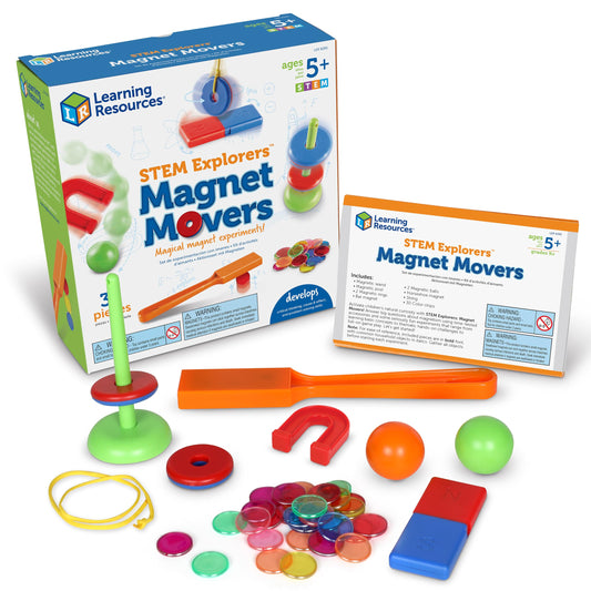 Learning Resources STEM Explorers Magnet Movers kit with magnetic science experiments for children ages 5 to 9, hands-on physics activities.