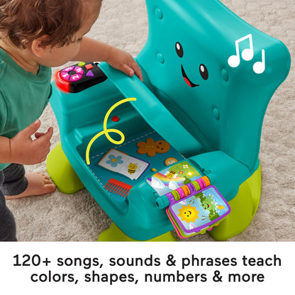 Fisher-Price Laugh & Learn Smart Stages Chair toy for babies ages 6-36 months, featuring colorful buttons and interactive features.
