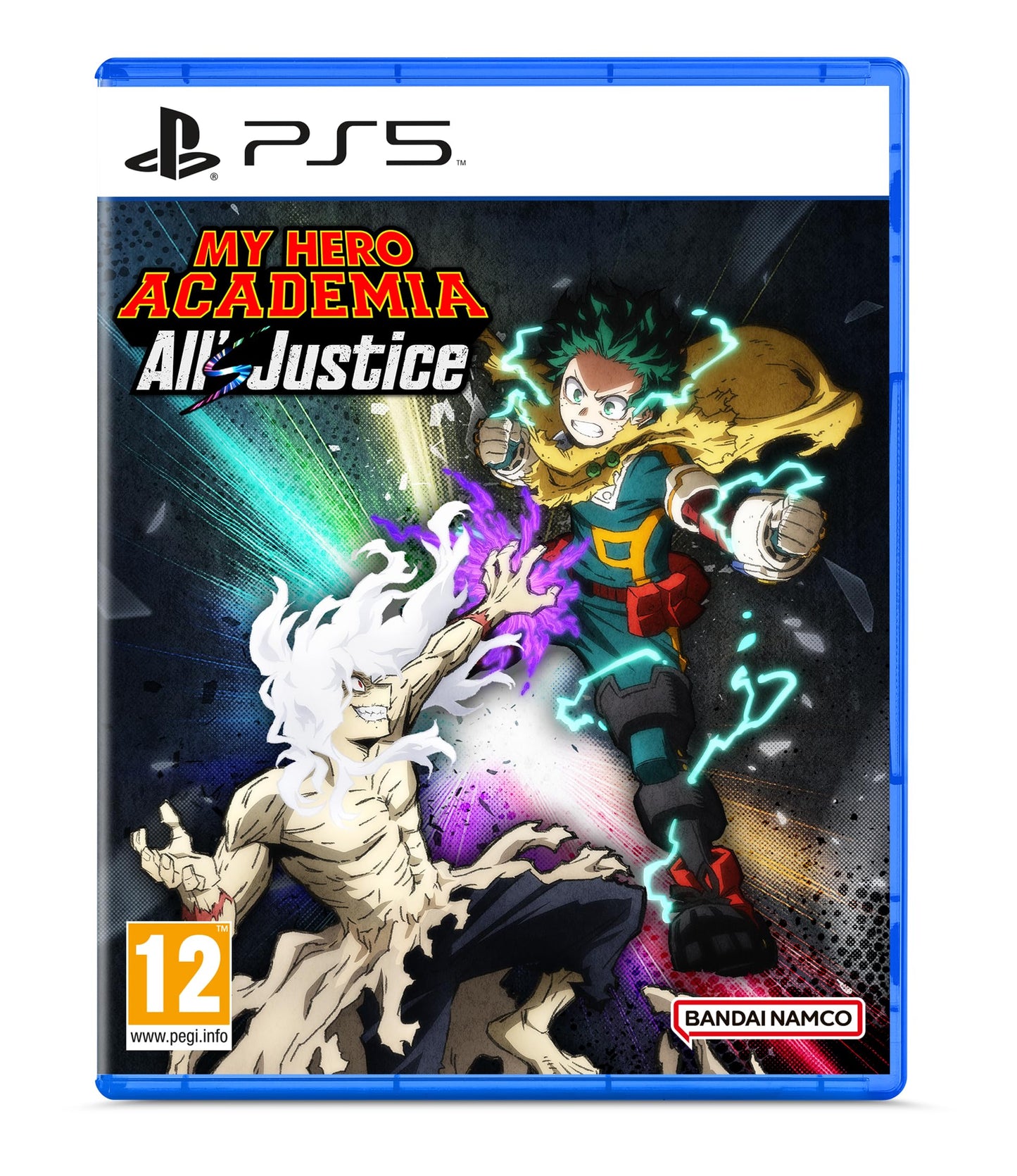 Bandai Namco MY HERO ACADEMIA All’s Justice PlayStation 5 game cover showing characters in action scenes.