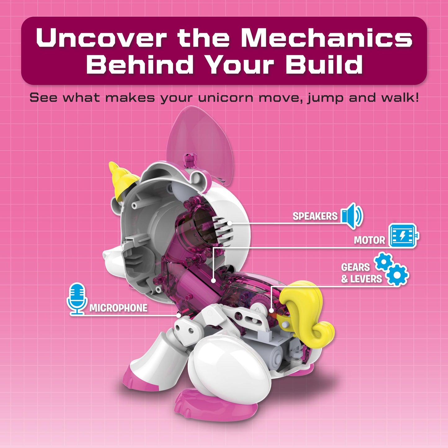 Build-a-Bot: Unicorn | Build Your Own Interactive Pet Unicorn | Easy Click 'n' Create System | 20+ Piece STEM Robot Kit for Kids | For Ages 4+