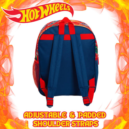 Hot Wheels Backpack For Kids Large Cars School Travel Sports Bag with Drinks Holder