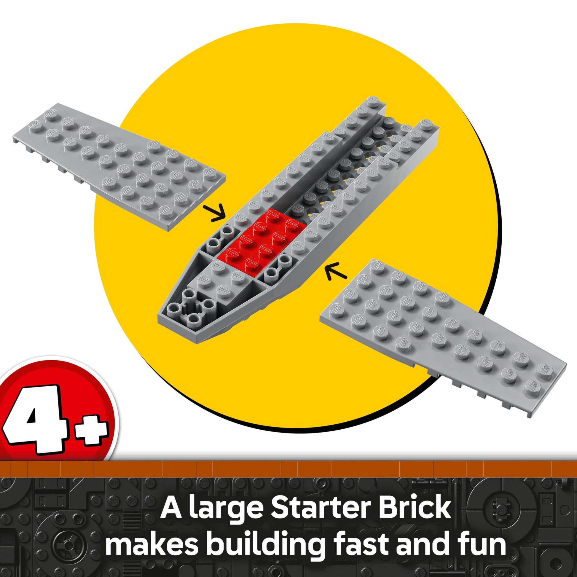 LEGO Star Wars 75410 Mando and Grogu's N-1 Starfighter with minifigures and fueling station in a colorful playset.