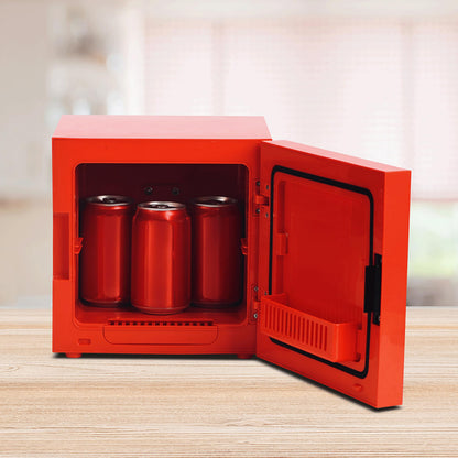 Menkind UKONiC Minecraft TNT Block mini fridge with AC/DC power, 6-can capacity, featuring a realistic TNT block design.