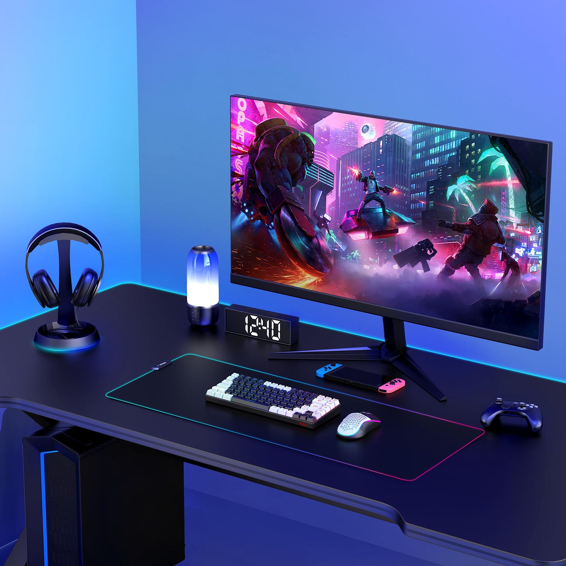 RedThunder K84 wireless gaming keyboard with rainbow backlight and 85 keys, paired with honeycomb lightweight gaming mouse in black-white design.
