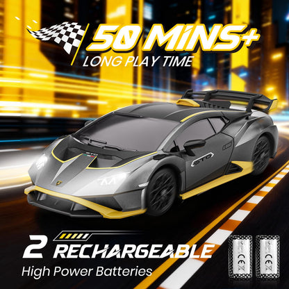 LUXOS RC Lamborghini Remote Control Cars, 1:18 Scale Officially Licensed Lamboghini Toy Car, Cool RC Car Toys for 4 5 6 7 8 9 10 11 12 Year Old Boys Kids Adults Gifts,15km/h Fast RC Drift Cars (Grey)