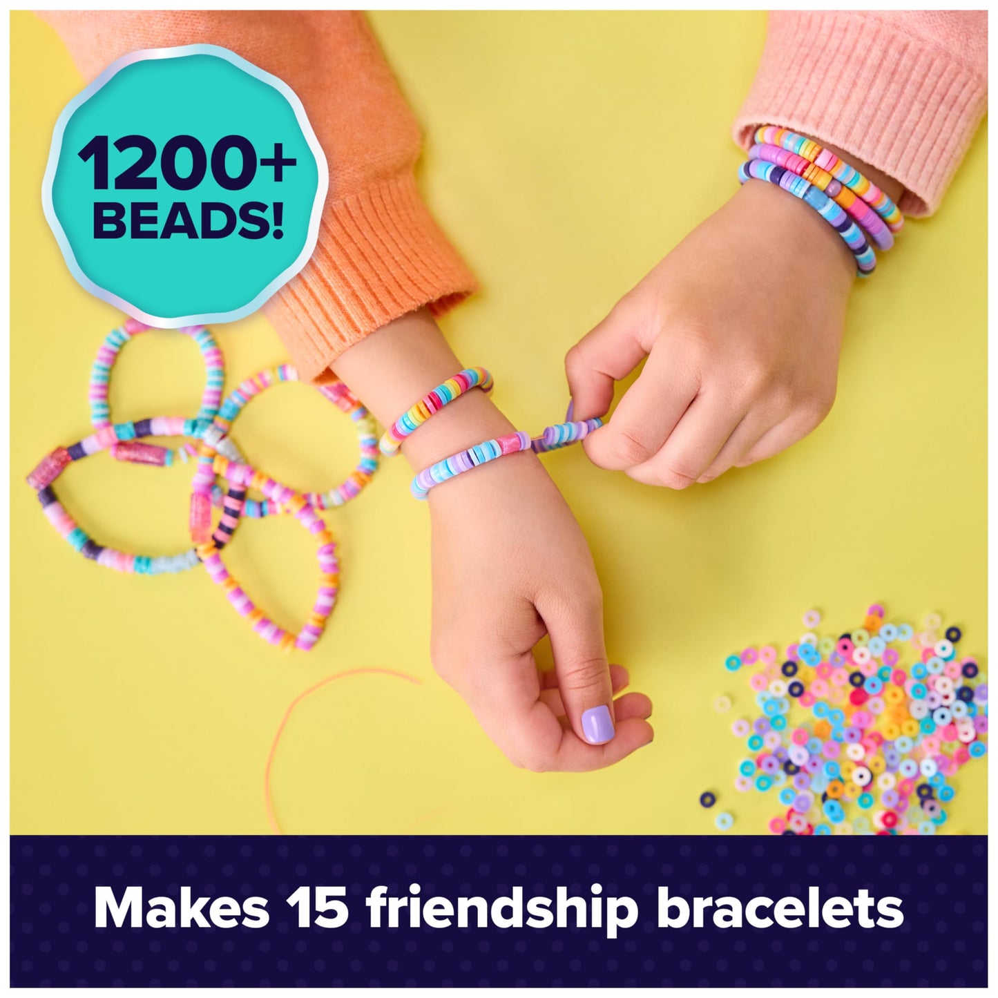 Cool MAKER Stack’d Heishi bracelet making kit with beads, beading pen, and instructions for kids ages 7 and up, arts and crafts toy.