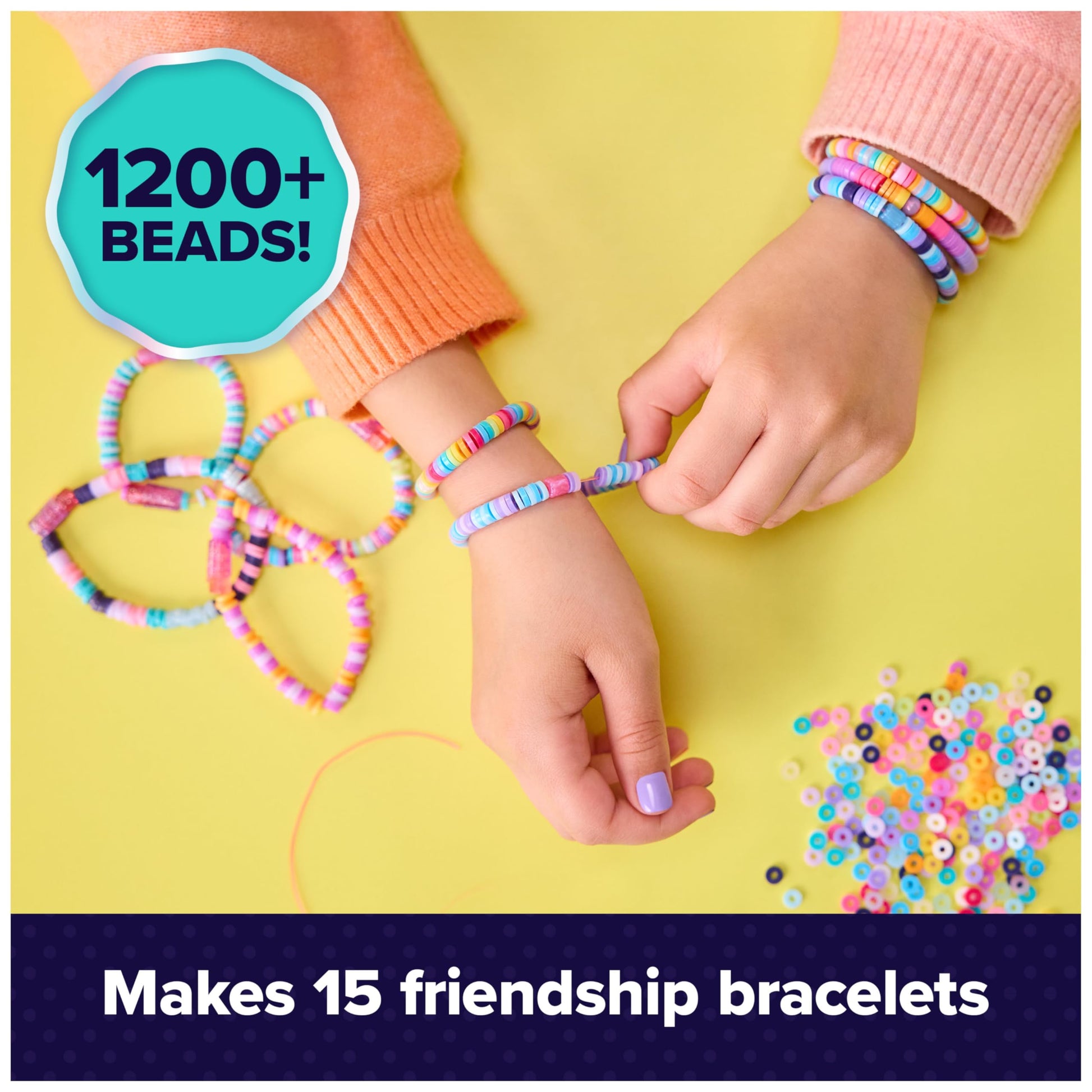 Cool MAKER Stack’d Heishi bracelet making kit with beads, beading pen, and instructions for kids ages 7 and up, arts and crafts toy.