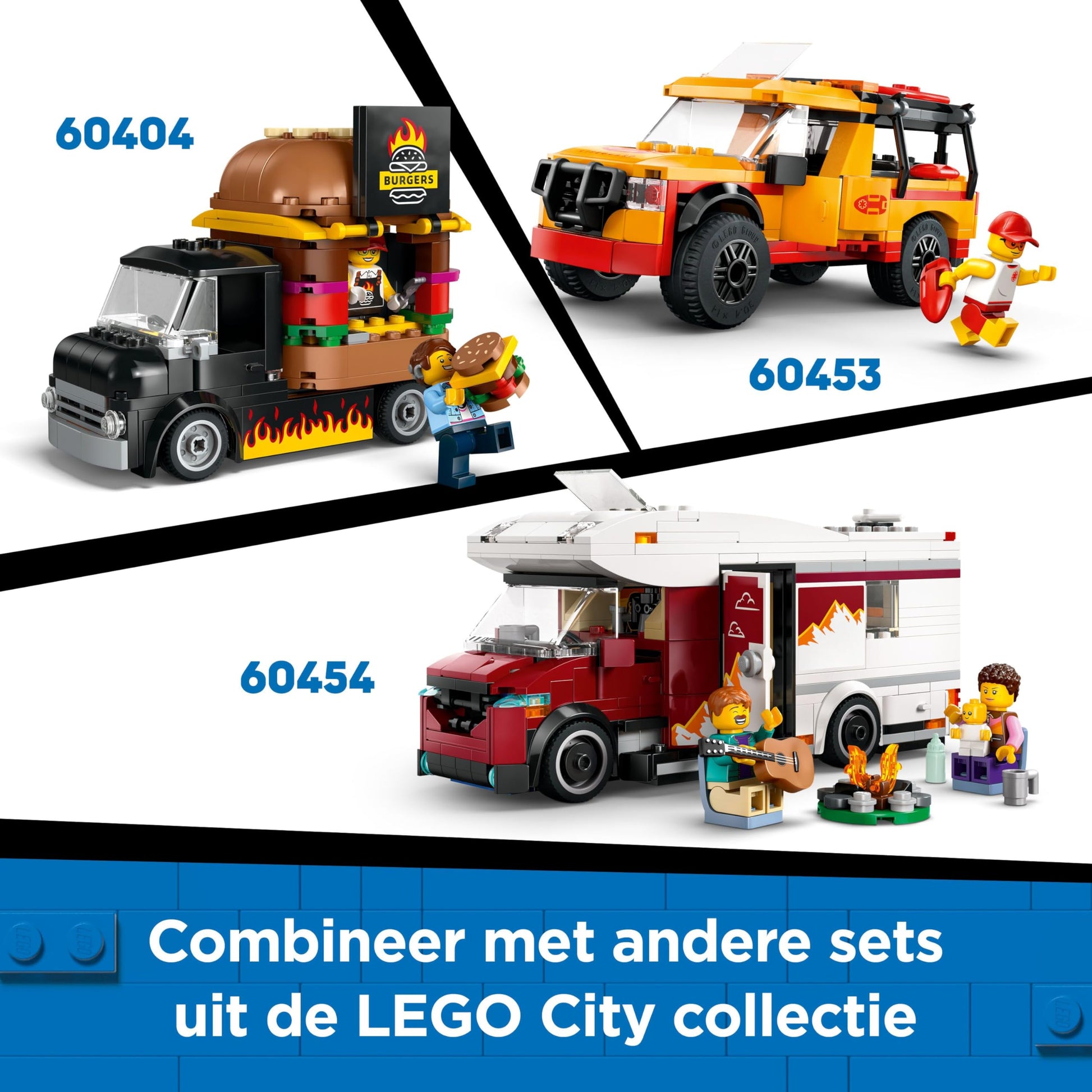 LEGO City donut truck toy with two minifigures and accessories, featuring a colorful mobile food stand design.