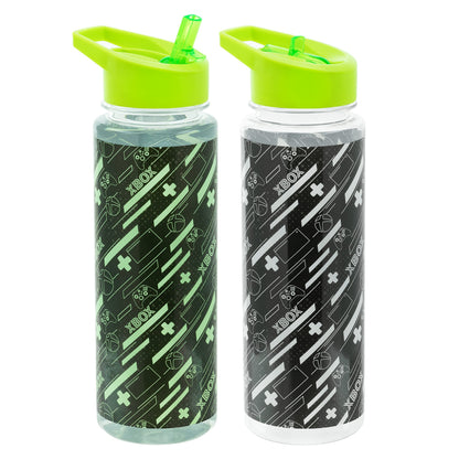 Paladone Xbox color change plastic water bottle with straw, 650ml, multicolor, officially licensed gaming merchandise.